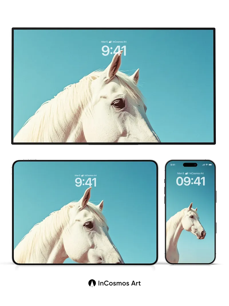 Serene Skyline Wallpaper with White Horse Silhouette