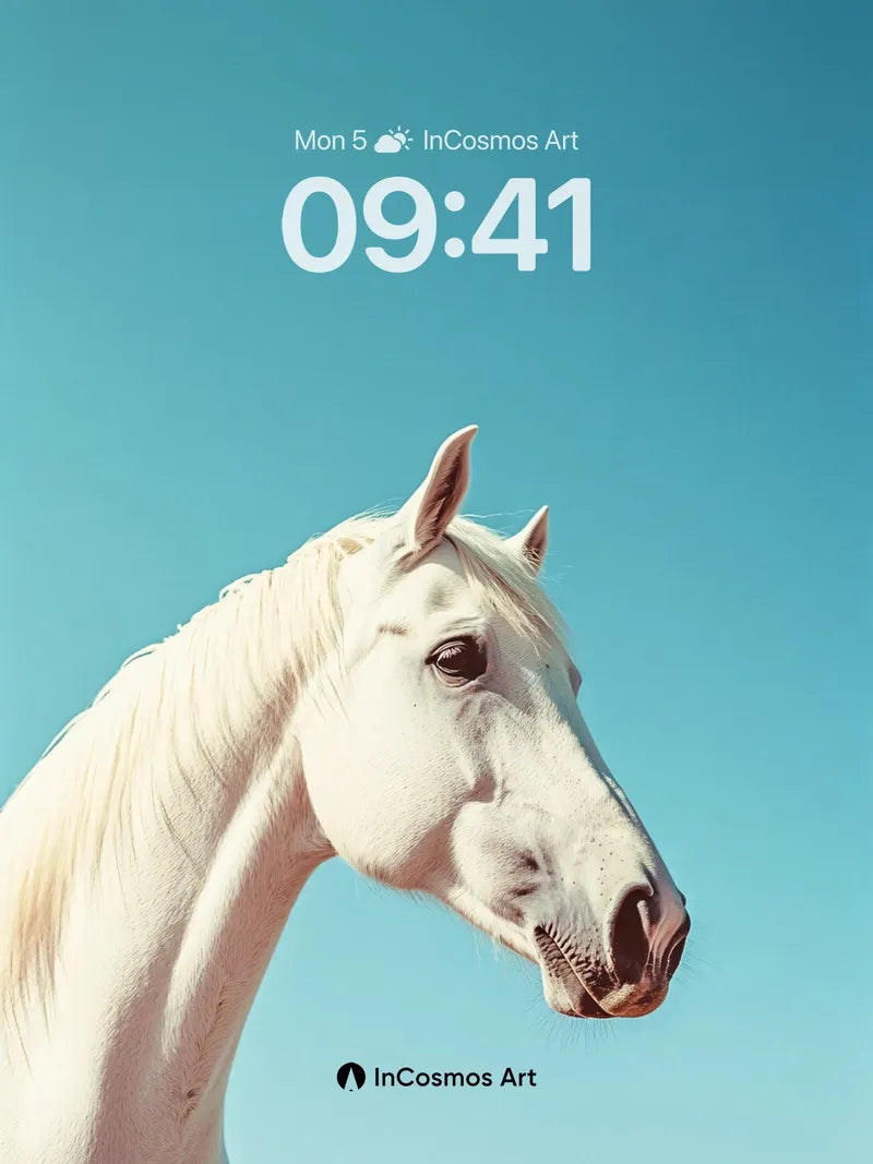 Serene Skyline Wallpaper with White Horse Silhouette