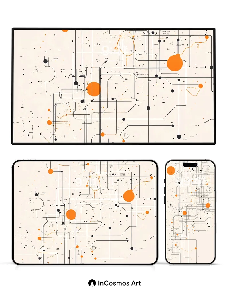 Circuit Whisper Wallpaper with Orange Nodes