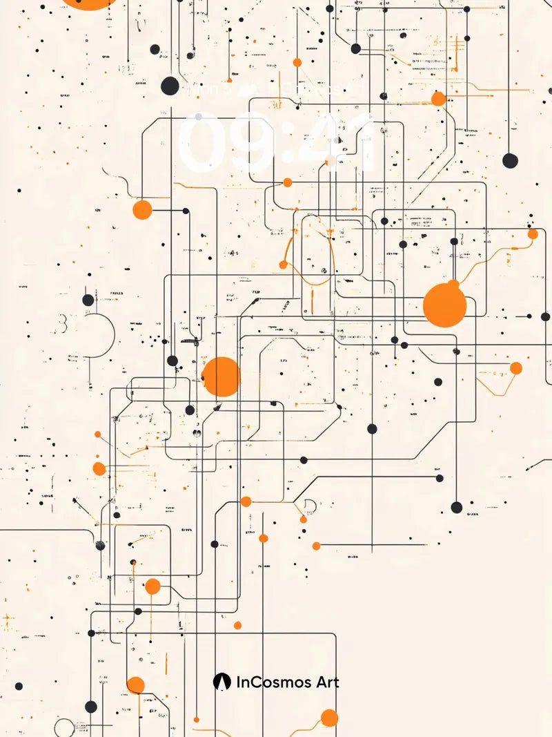 Circuit Whisper Wallpaper with Orange Nodes