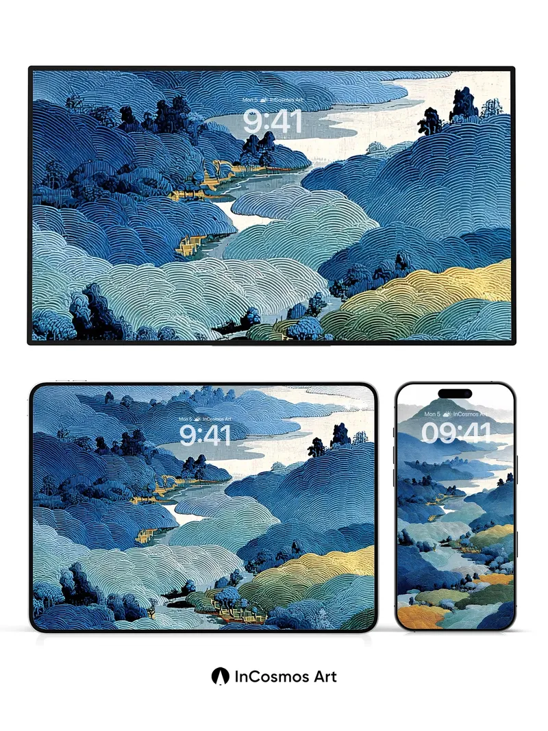 Sapphire River Wallpaper with Whispering Hills