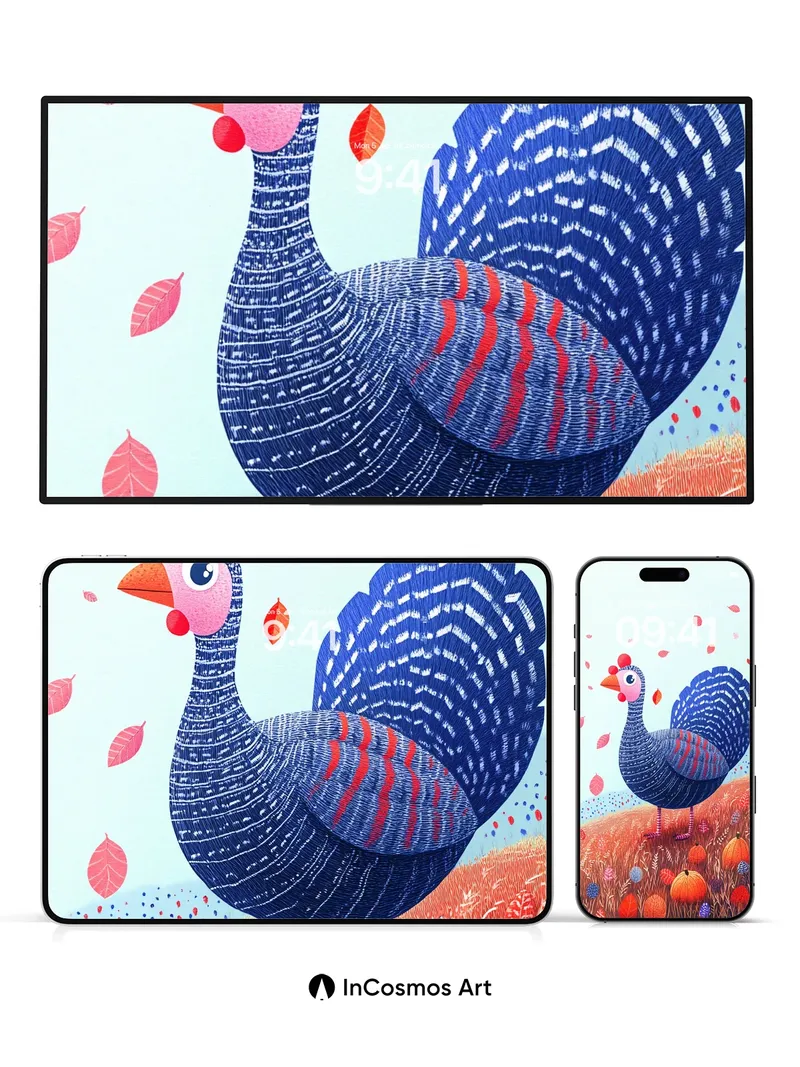 Whimsical Turkey Wallpaper with Autumn Whispers