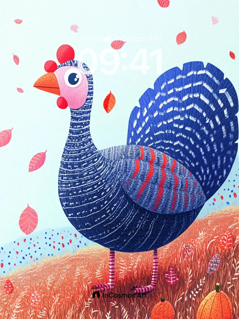 Whimsical Turkey Wallpaper with Autumn Whispers