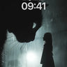 Silent Rainfall Wallpaper with Giant Cat Shadow wallpaper for iPhone, iPad & Mac