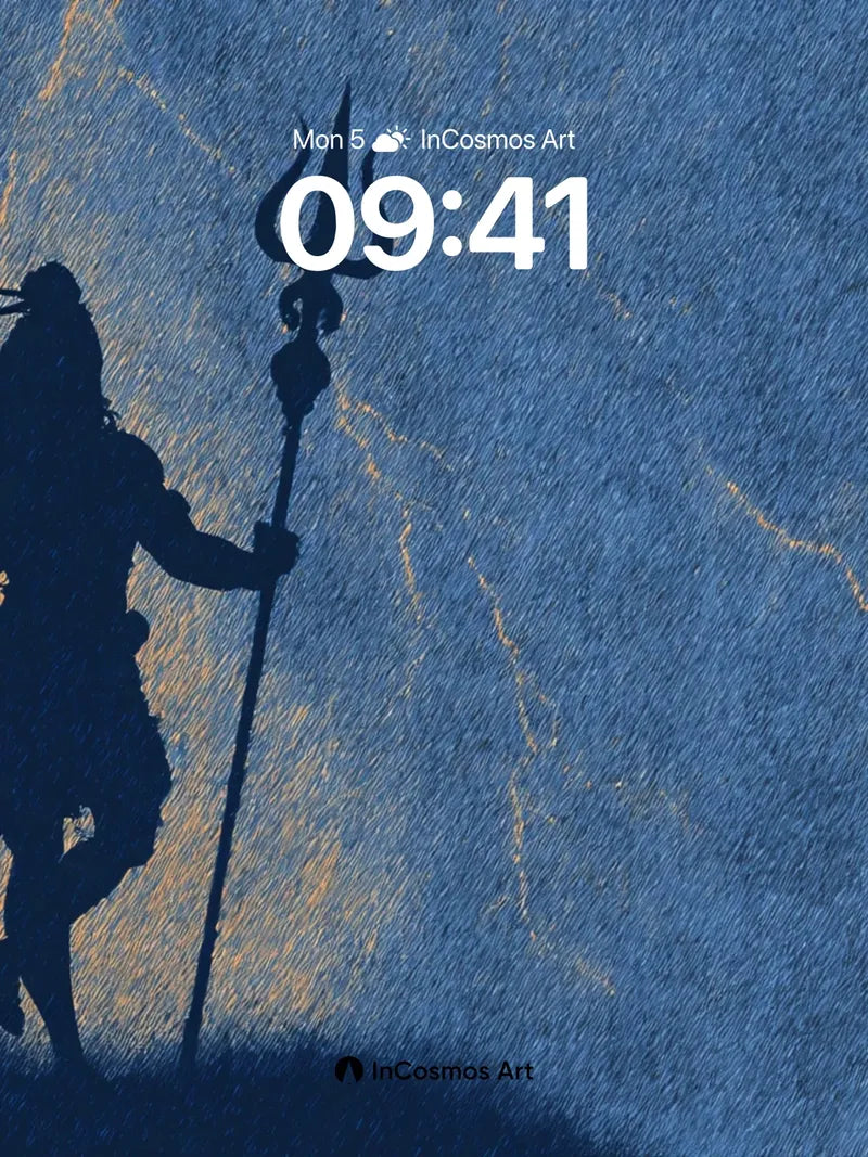 Thunderous Silhouette Wallpaper with Mythic Trident