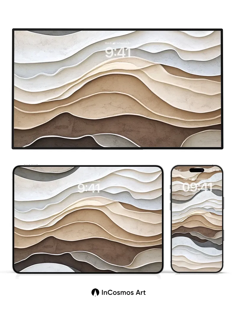 Serenity Wave Wallpaper with Marbled Depth