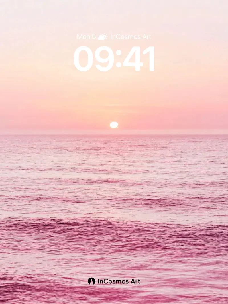 Serenity Horizon Wallpaper with Rose Tinted Light