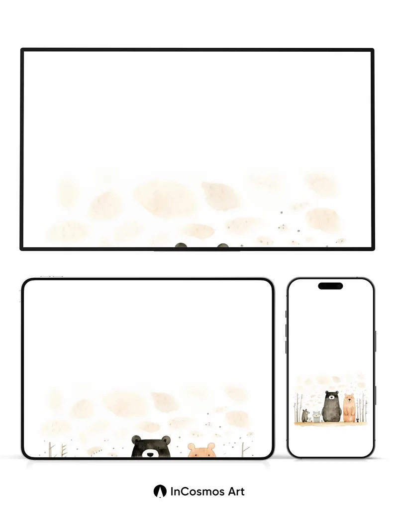 Whispering Woods Wallpaper with Bear Family