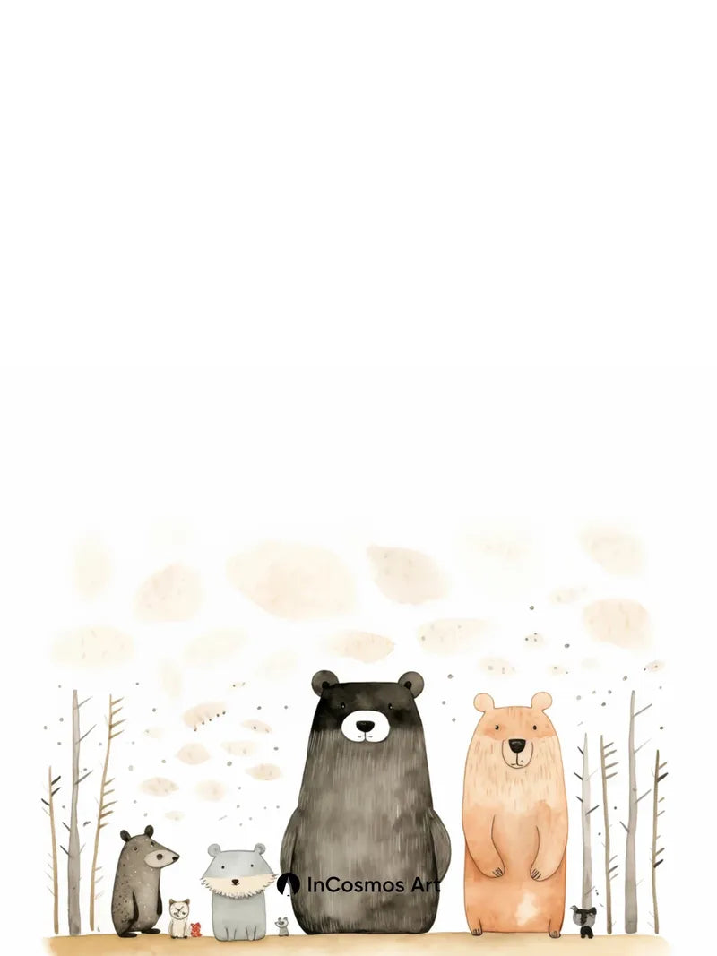 Whispering Woods Wallpaper with Bear Family