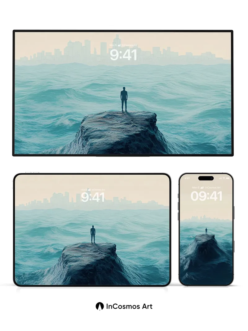 Solitary Peak Wallpaper with Distant City Haze