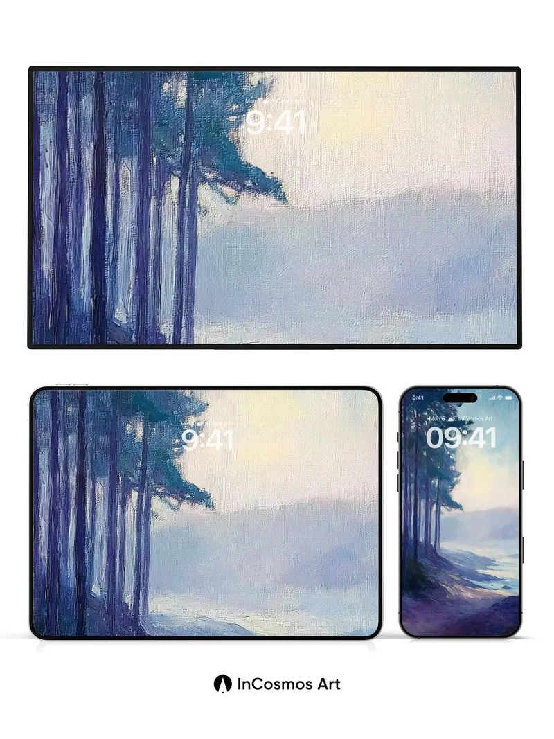 Serenity Pine Cliffs Wallpaper with Coastal Hush