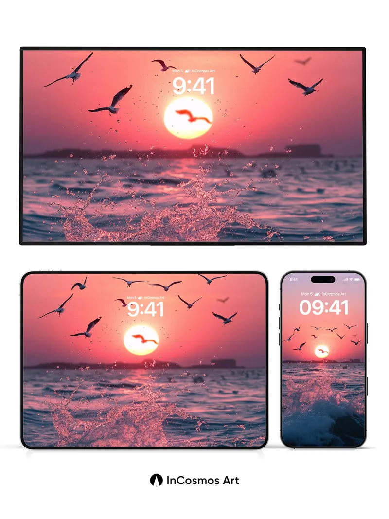 Crimson Horizon Wallpaper with Soaring Wings