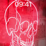 Neon Pulse Skull Wallpaper with Haunted Lines wallpaper for iPhone, iPad & Mac