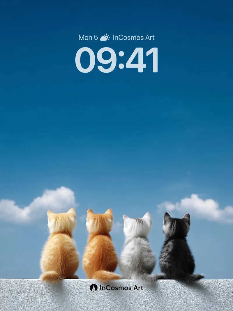 Serenity Skyline Wallpaper with Feline Silhouettes wallpaper for iPhone, iPad & Mac