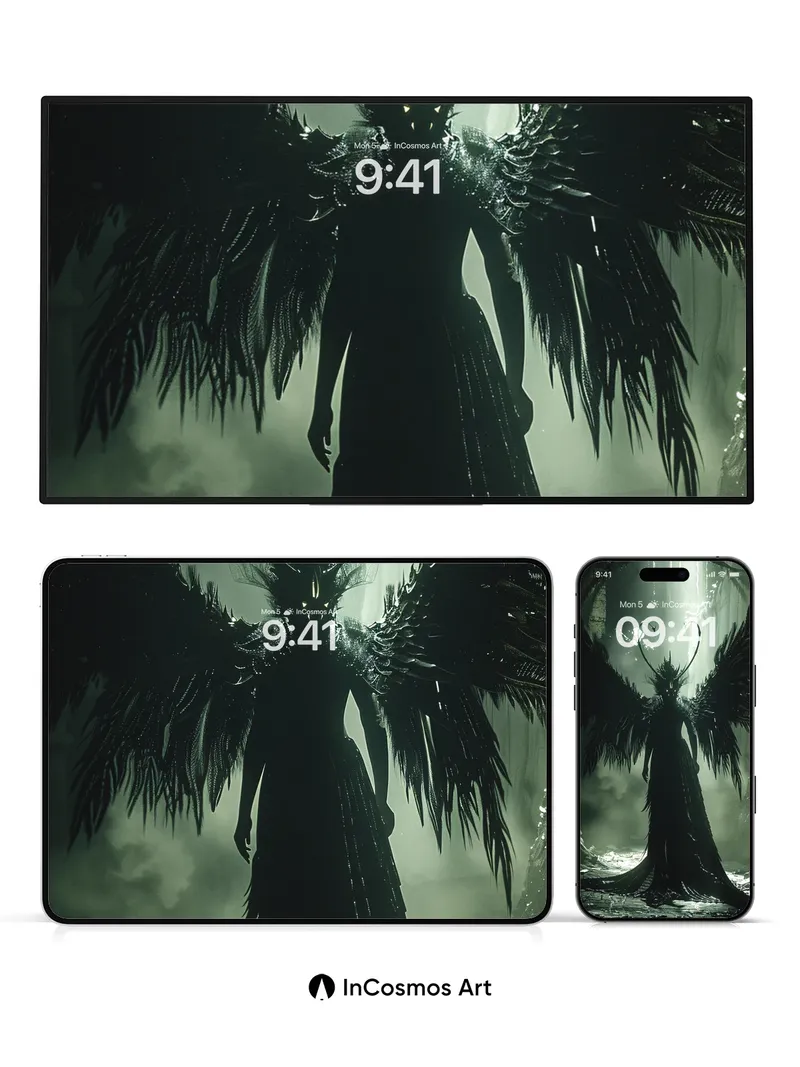 Shadowed Wings Wallpaper with Drowned Light