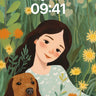 Whispering Garden Wallpaper with Canine Companion wallpaper for iPhone, iPad & Mac