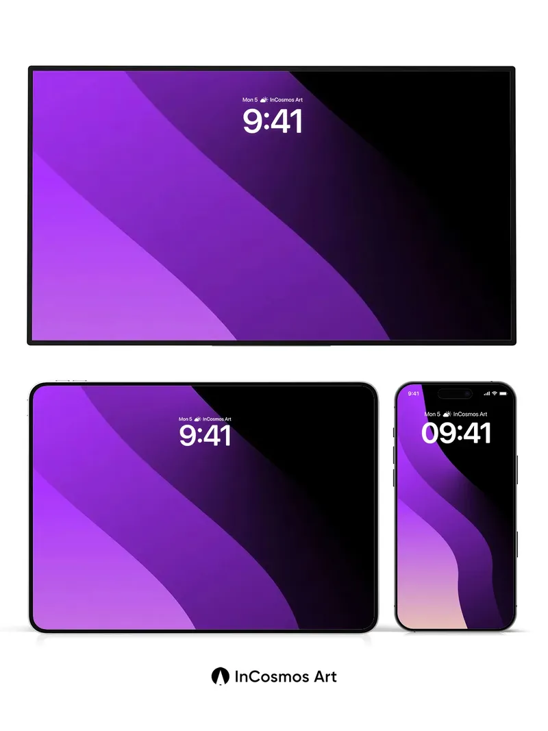 Luminous Wave Wallpaper with Deep Shadow Veil