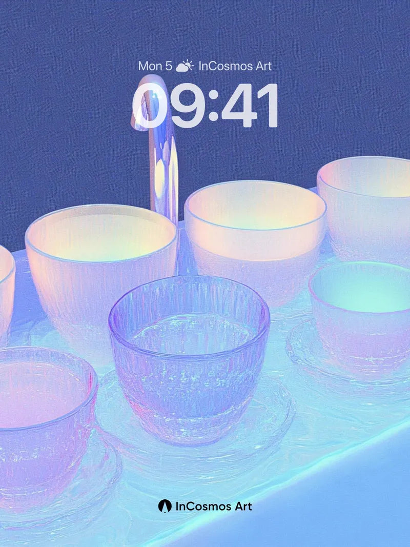 Luminous Glassware Wallpaper with Ethereal Light