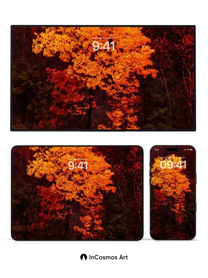 Autumn Ember Wallpaper with Fiery Canopy