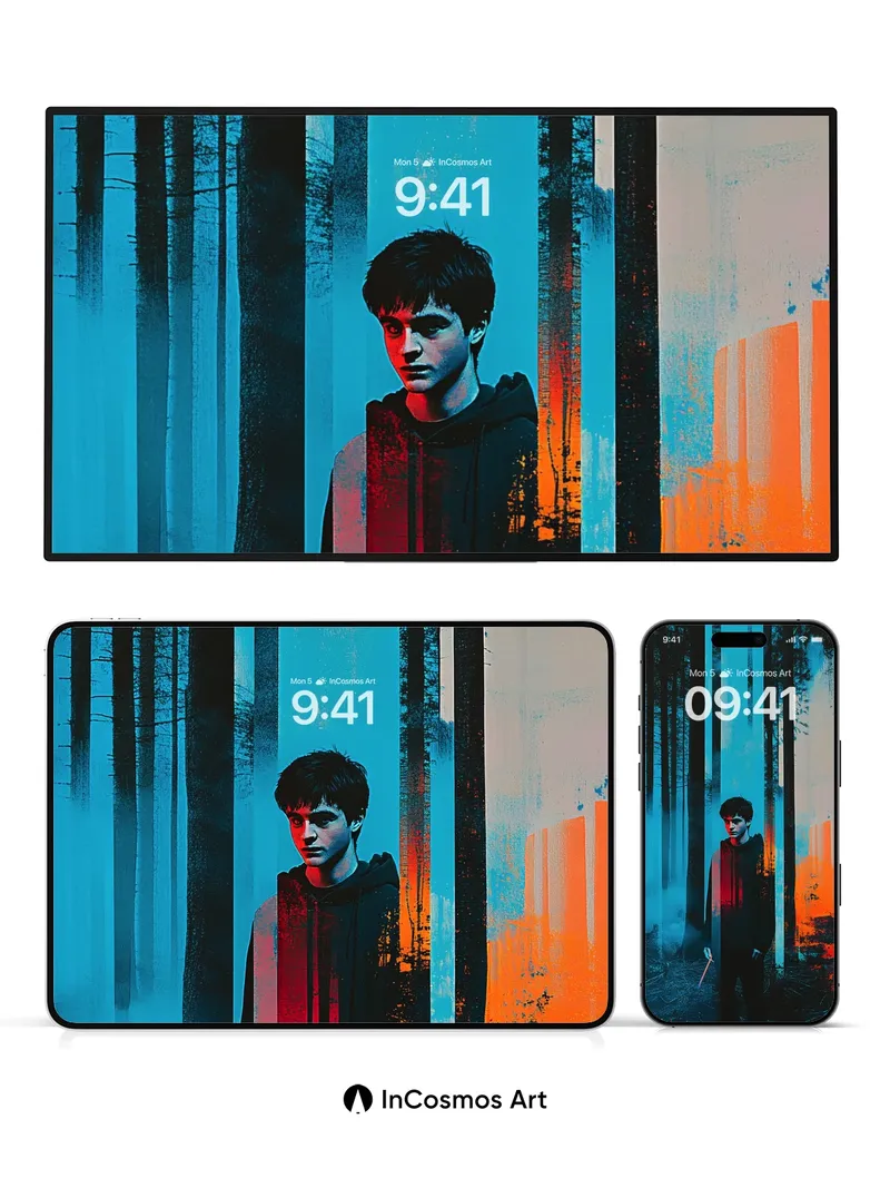 Cyan Shadow Wallpaper with Forest Veil