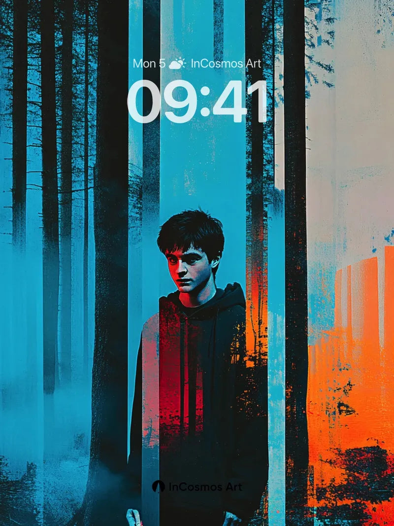 Cyan Shadow Wallpaper with Forest Veil