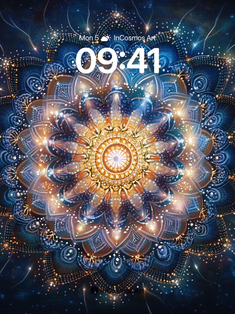 Cosmic Mandala Wallpaper with Starlit Petals