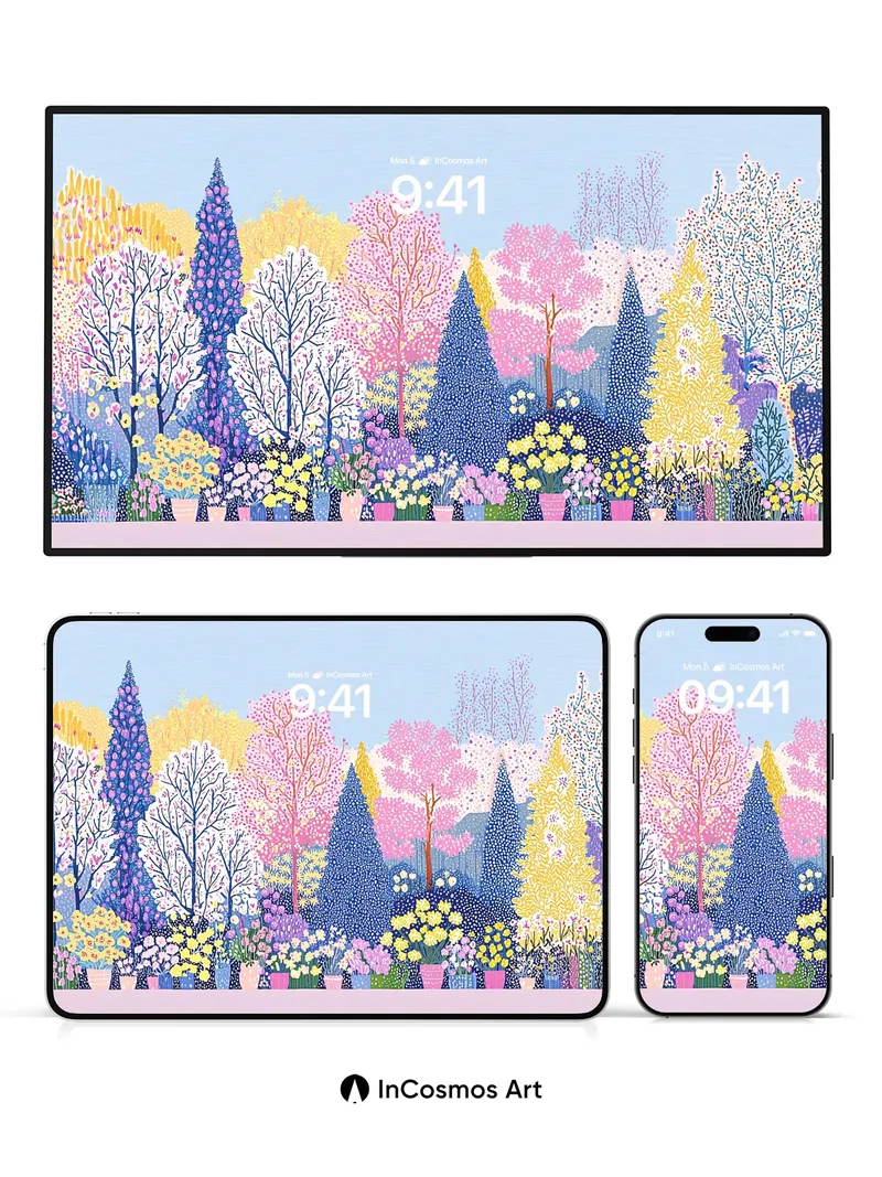 Whispering Garden Wallpaper with Polka-Dot Canopy