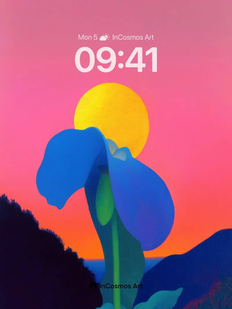 Surreal Bloom Wallpaper with Sunset Geometry