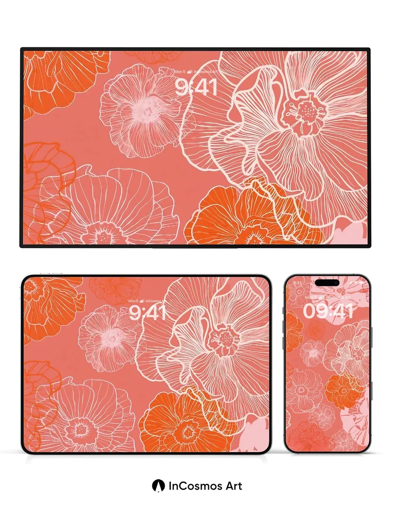 Coral Bloom Wallpaper with Whispering Petals