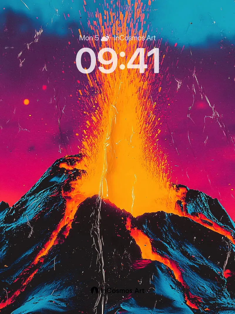 Volcanic Pulse Wallpaper with Neon Eruption