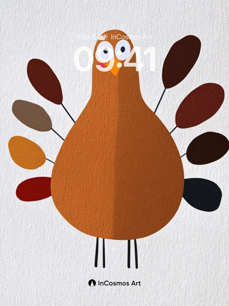Playful Turkey Wallpaper with Autumn Feathers