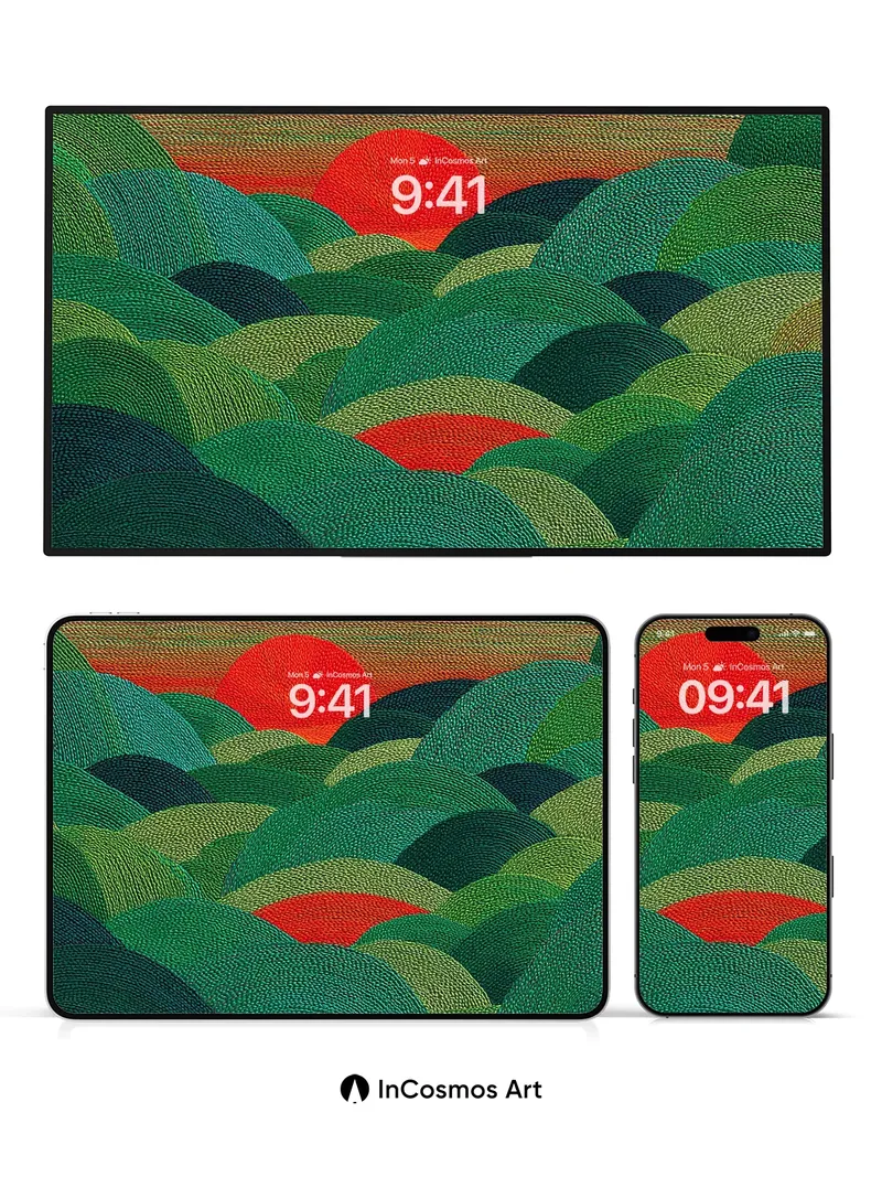 Ember Horizon Wallpaper with Textured Fields