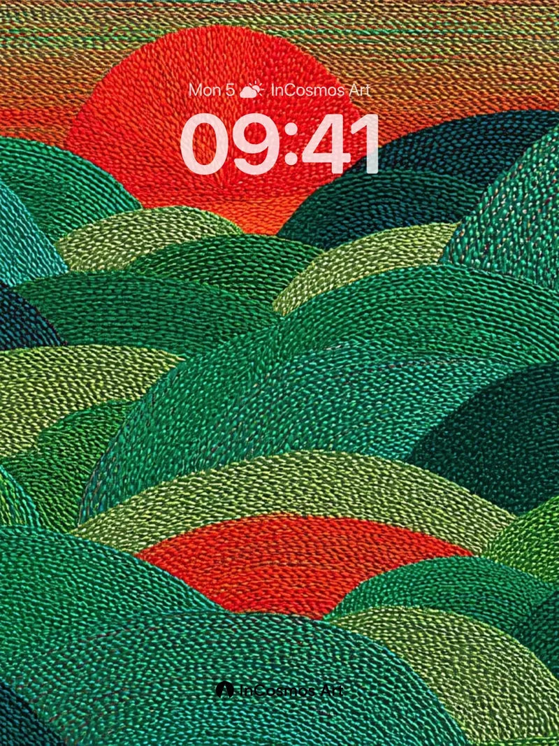 Ember Horizon Wallpaper with Textured Fields