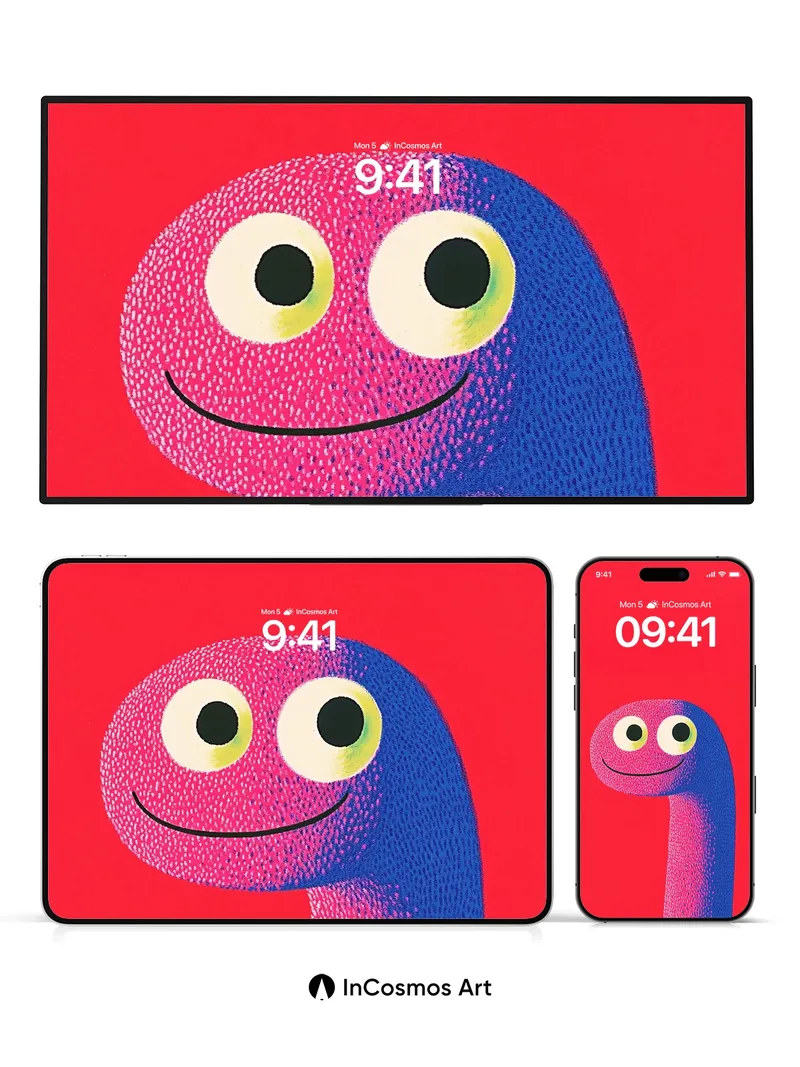 Playful Gradient Wallpaper with Dot-Textured Smile