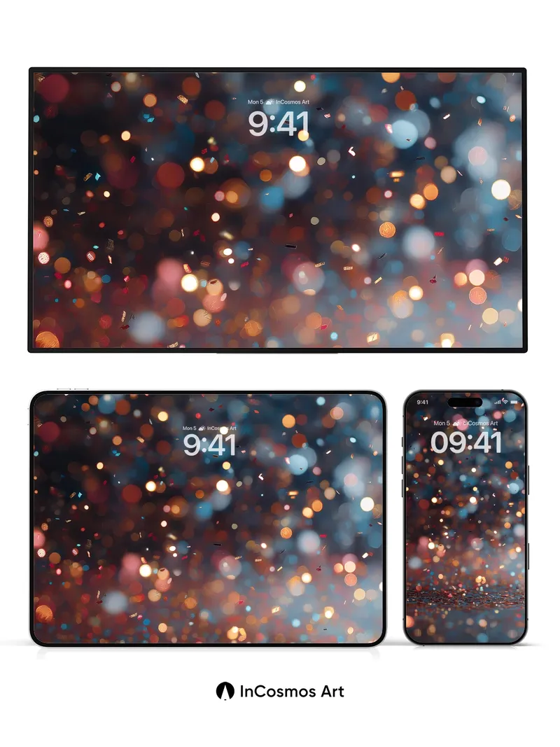 Cosmic Sparkle Wallpaper with Floating Light Dust