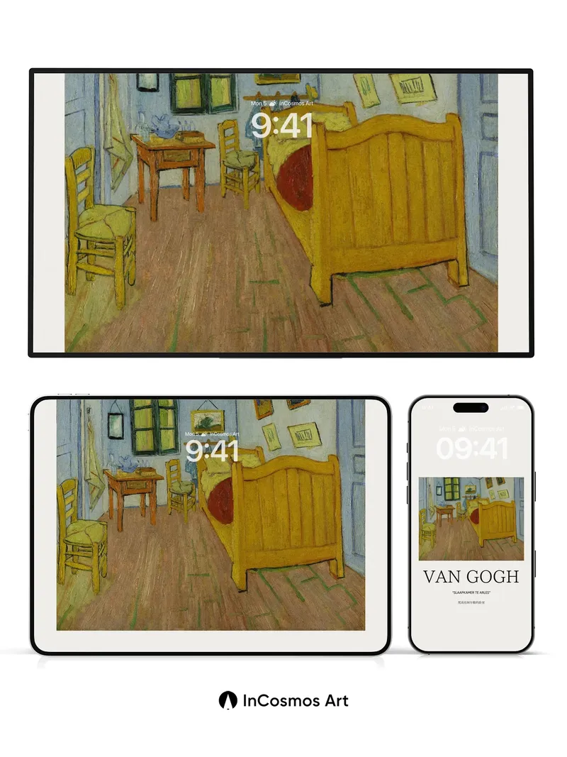 Golden Hush Wallpaper with Van Gogh's Brushstrokes