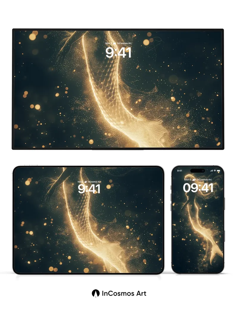 Golden Echo Wallpaper with Starlit Tail