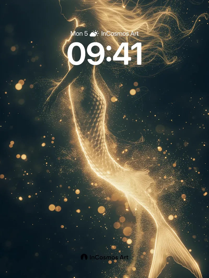 Golden Echo Wallpaper with Starlit Tail