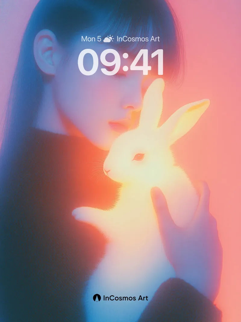 Luminous Hush Wallpaper with Glowing Bunny