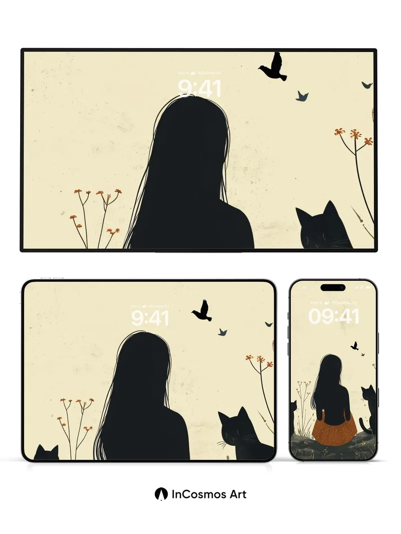 Silhouetted Stillness Wallpaper with Whispers of Flight