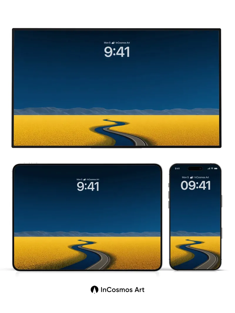 Serenity Curve Wallpaper with Golden Fields