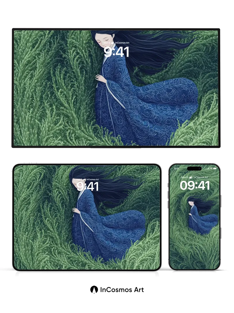 Serenity in Ferns Wallpaper with Whispering Threads