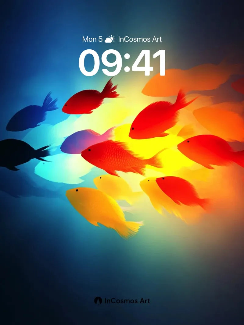 Luminous Swarm Wallpaper with Electric Fish