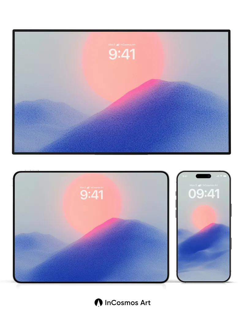 Serene Dune Wallpaper with Rose Sun