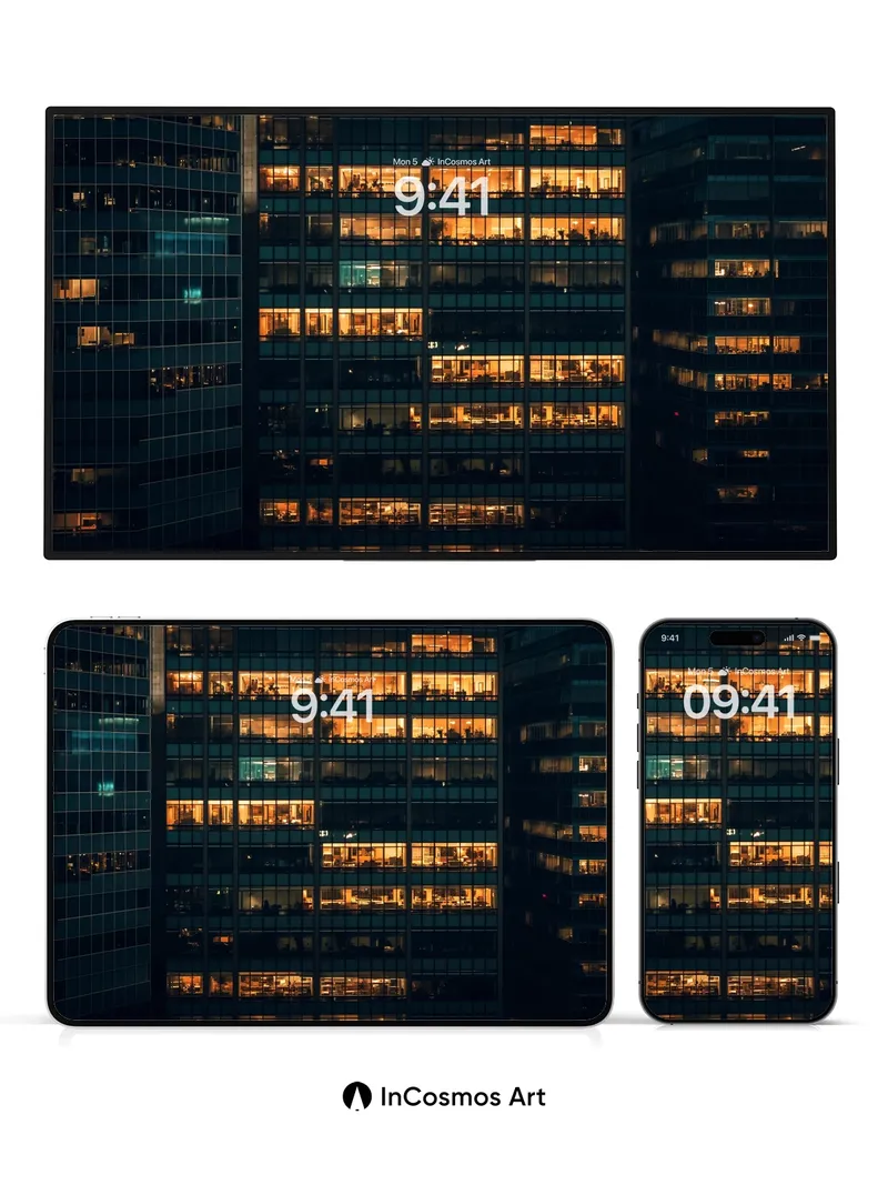 Urban Pulse Wallpaper with Warm Glass Veins