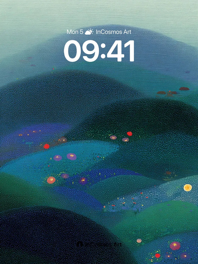 Whispering Hills Wallpaper with Floating Lights