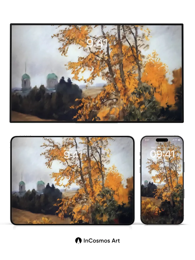 Autumn Hush Wallpaper with Distant Spires