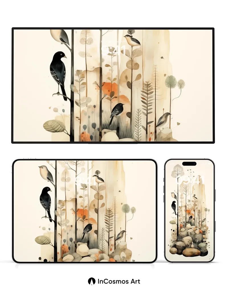 Whispering Woods Wallpaper with Stone Reverie