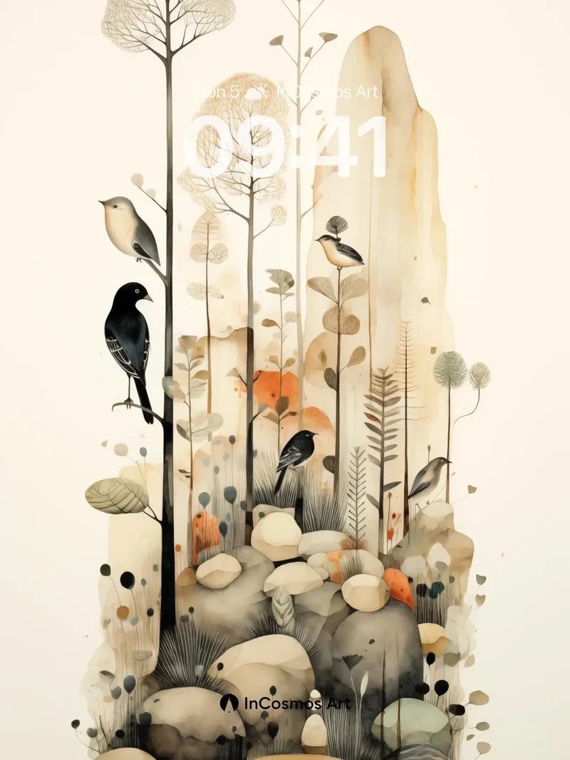 Whispering Woods Wallpaper with Stone Reverie