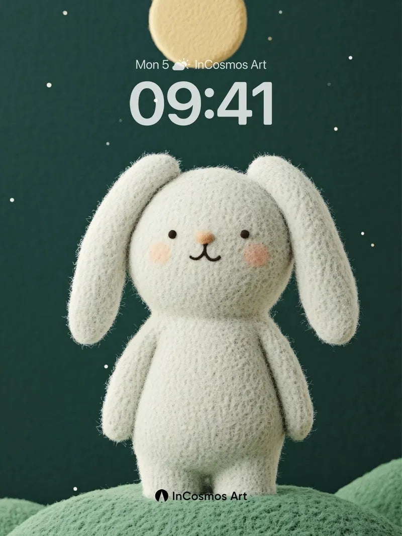 Moonlit Hare Wallpaper with Soft Knit Texture wallpaper for iPhone, iPad & Mac